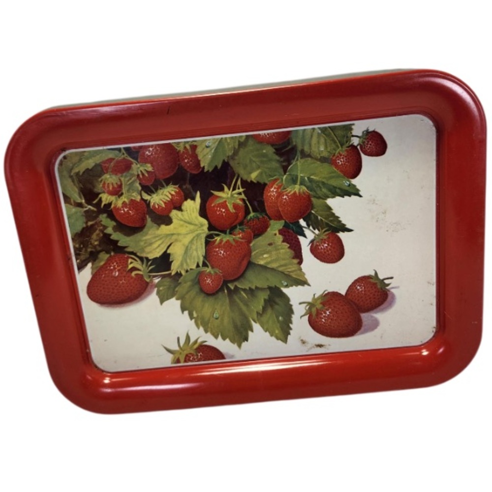 Red Strawberry Serving Lap TV or Snack Tray MCM Vintage item